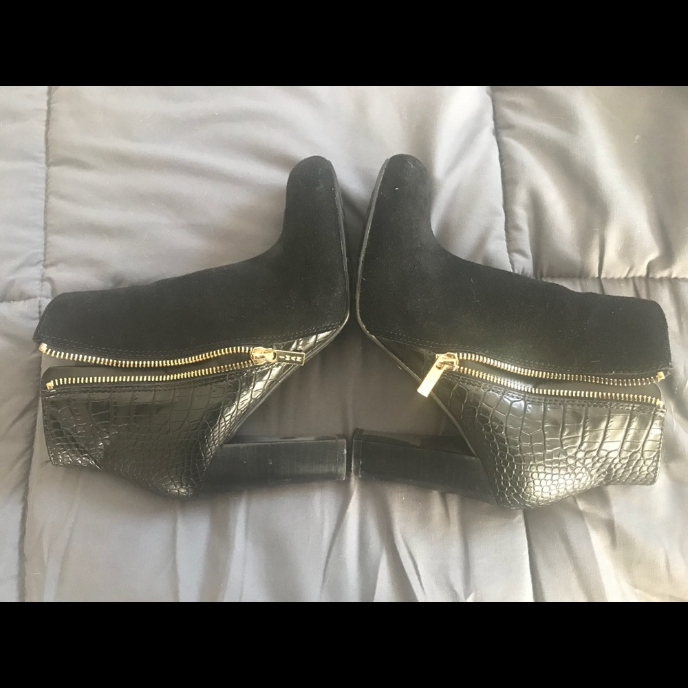 Beautiful Iman black suede booties. Size 8 1/2